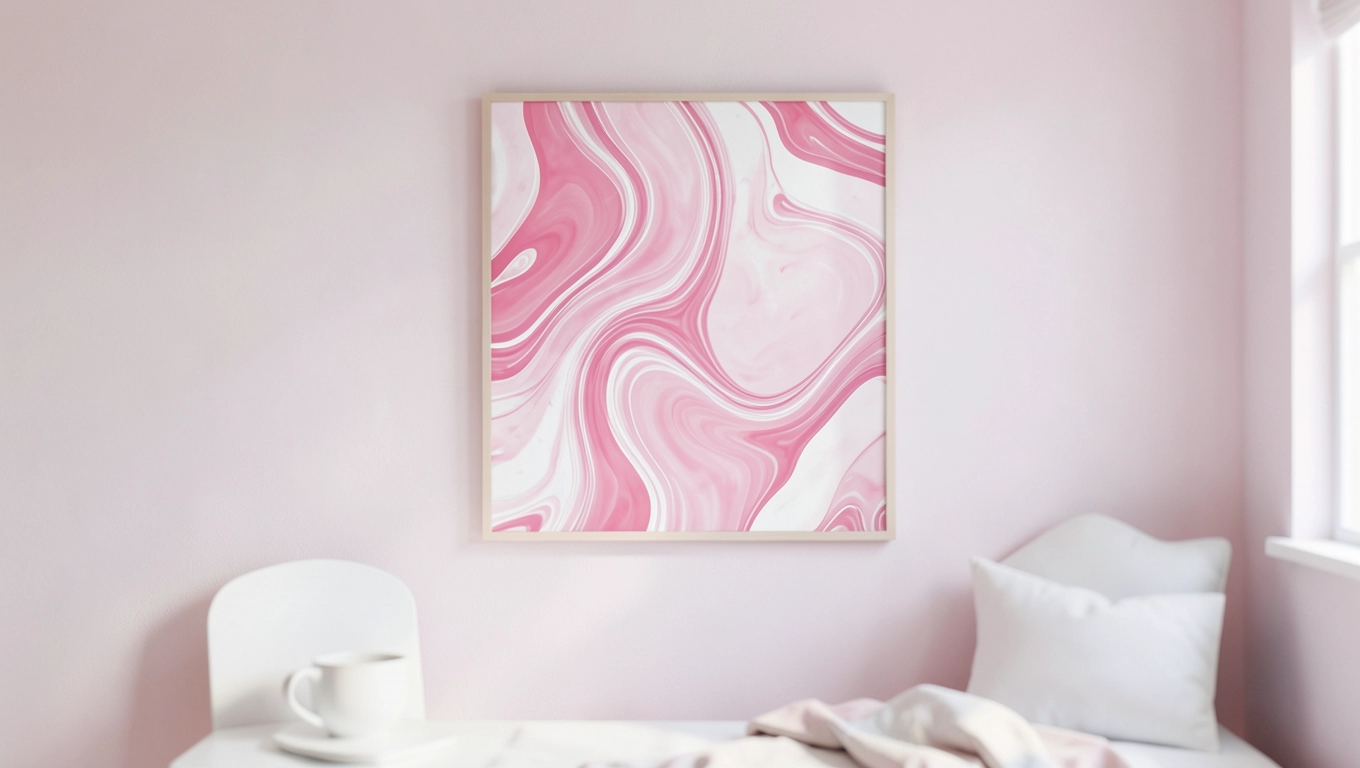 Abstrakcyjne wzory w różu i bieli do pokoju dziewczyny