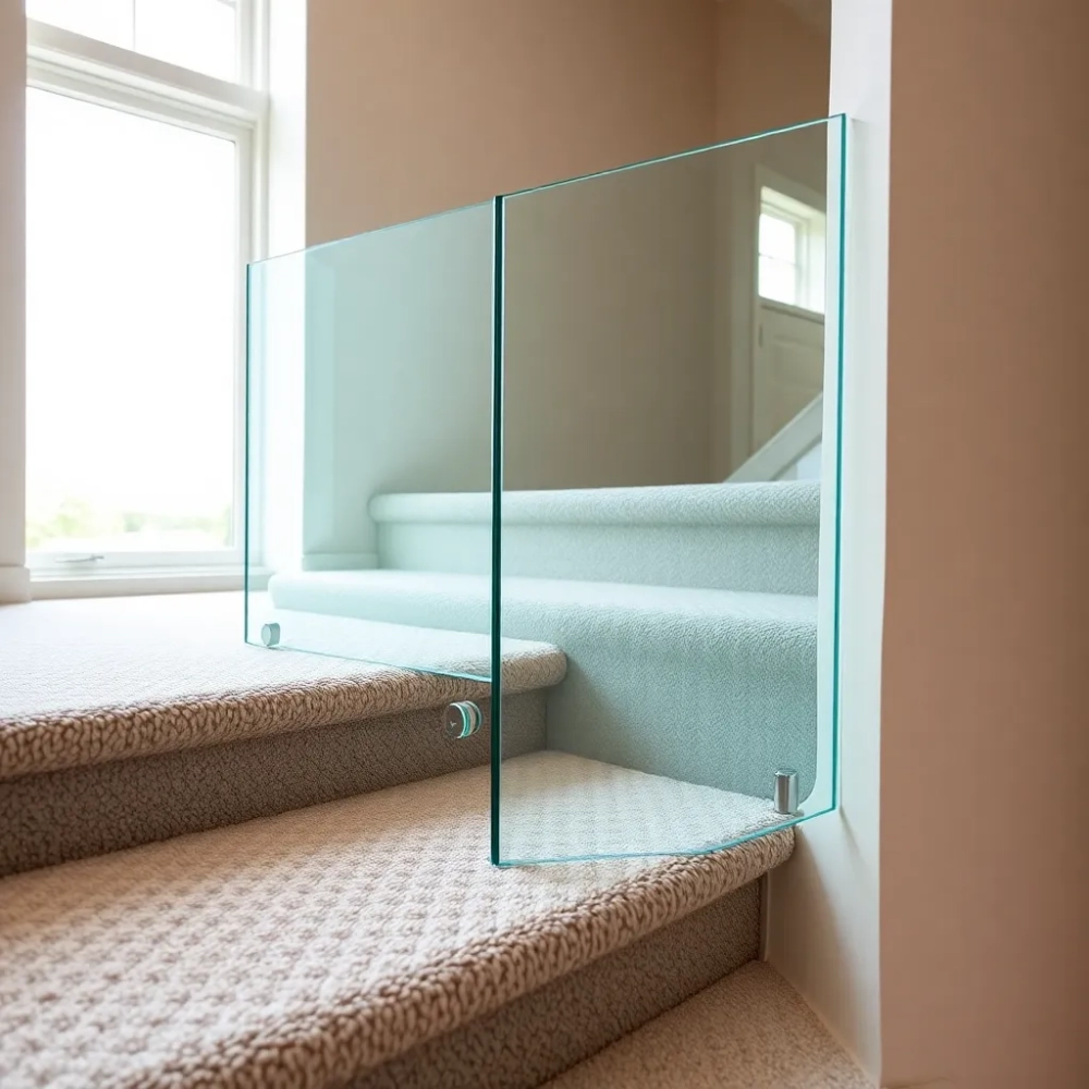 Balustrada szklana wpuszczana w stopnie