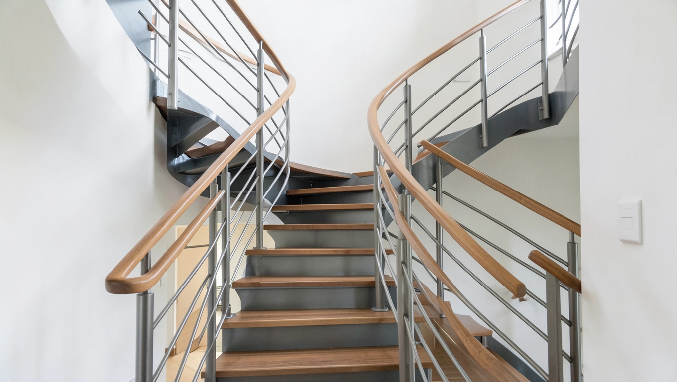 Balustrady stalowe na schody proste i spiralne