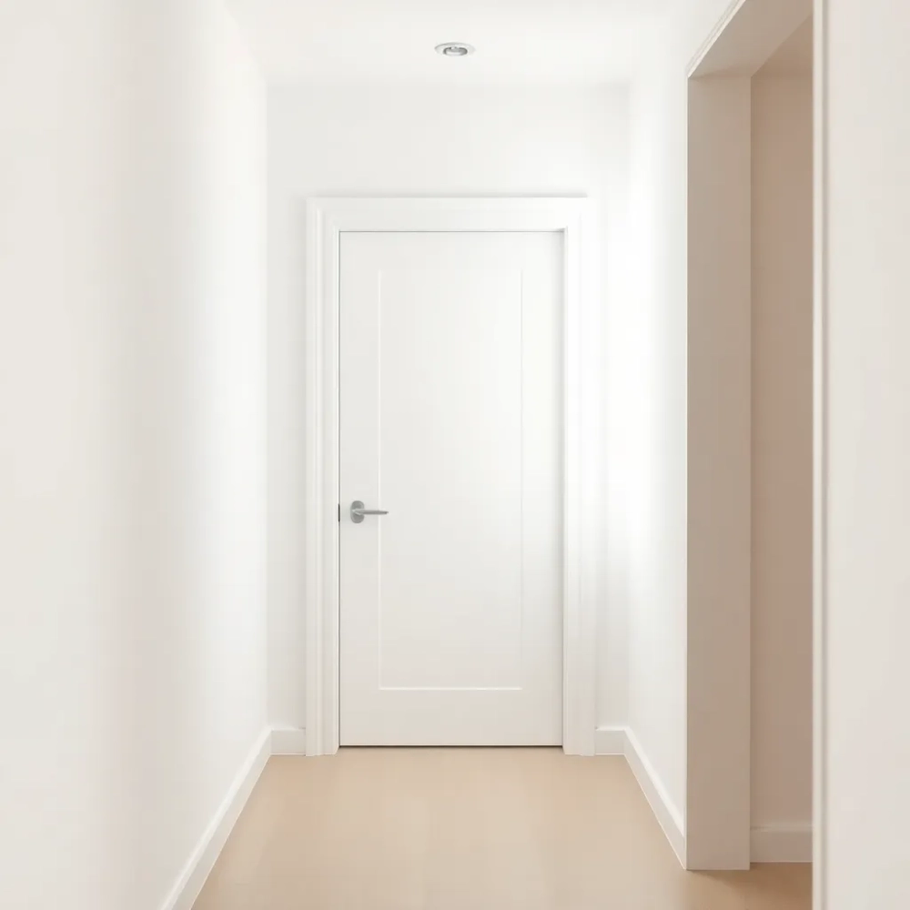 Białe drzwi wejściowe do mieszkania w bloku