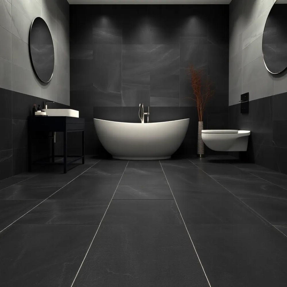 Czarne płytki na podłogę do łazienki