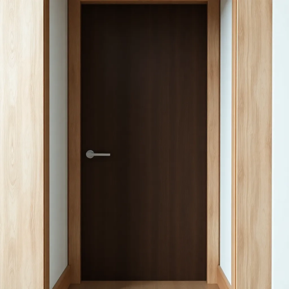 Drzwi wejściowe do mieszkania w bloku z ościeżnicą