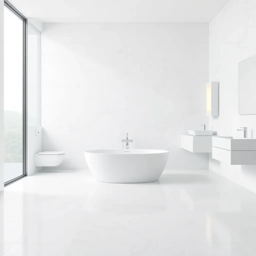 Duże białe płytki do łazienki