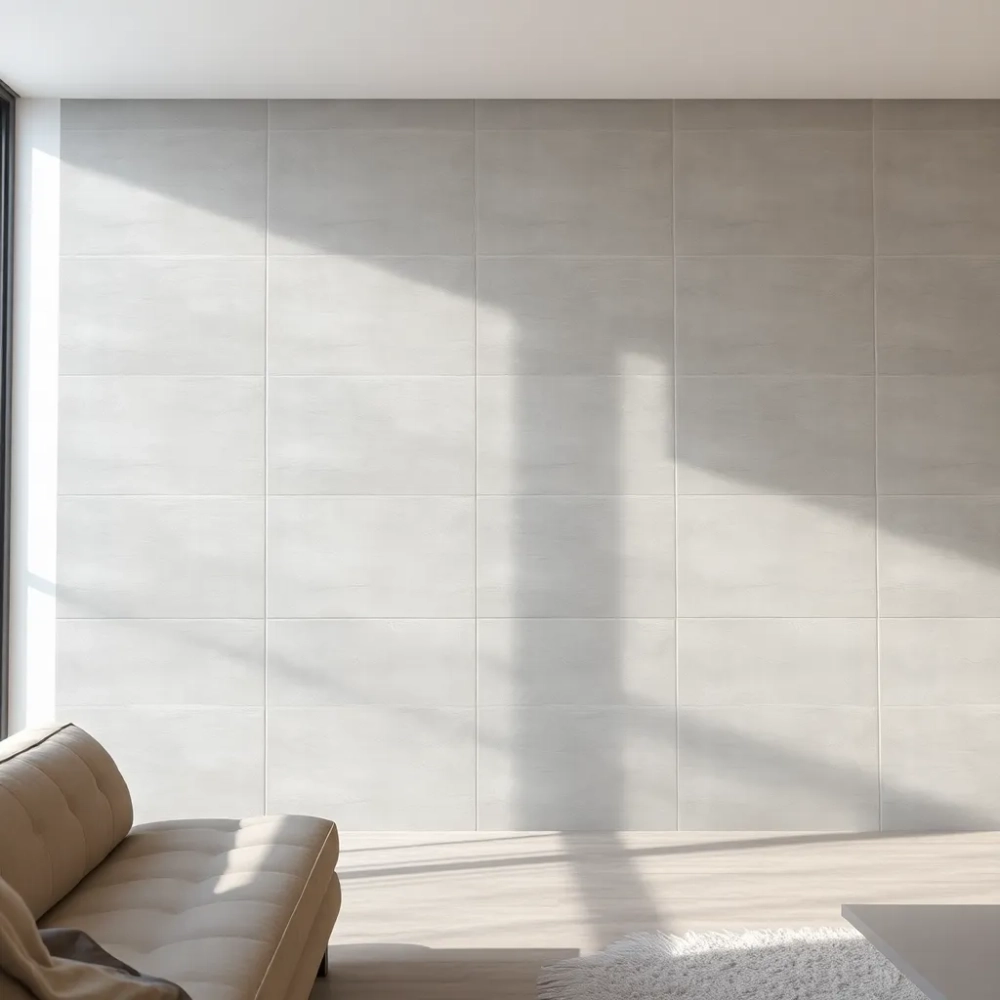 Duże płytki na ścianę do salonu