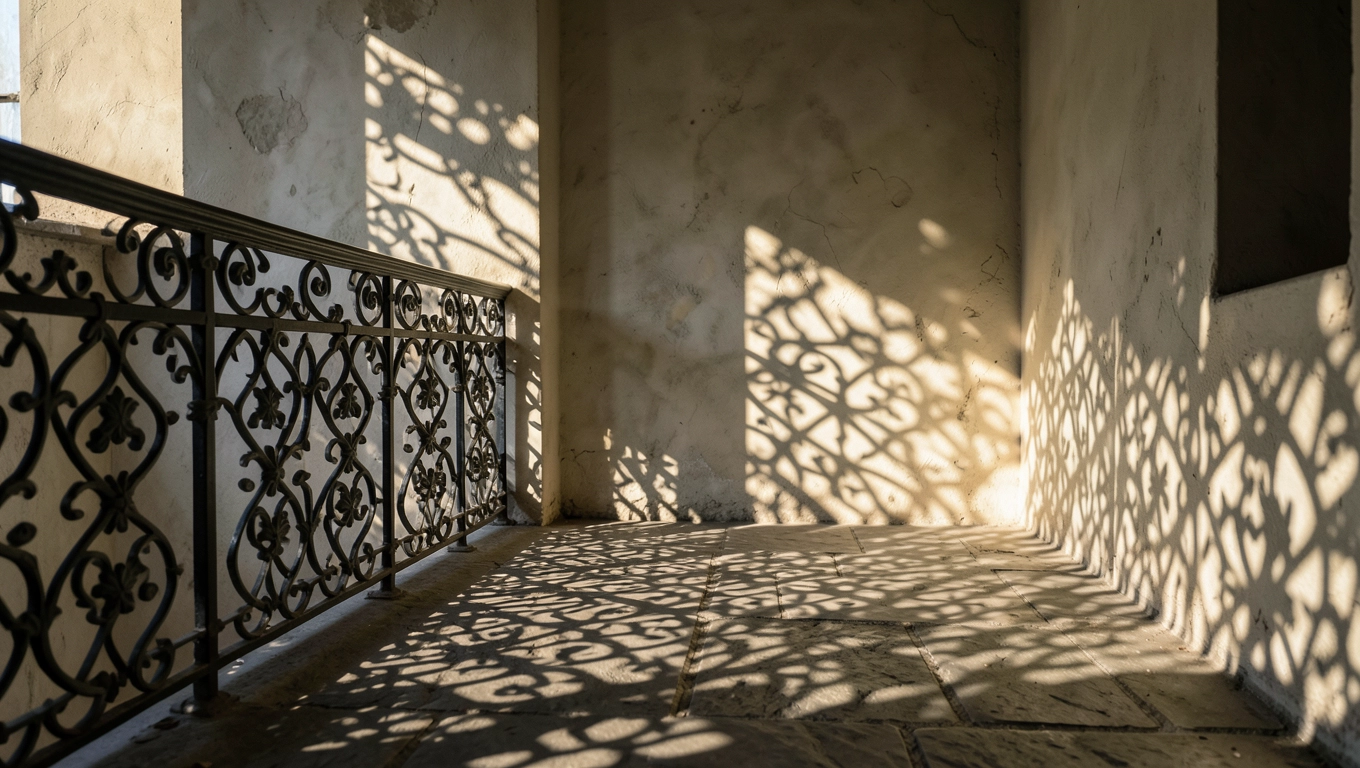 efekt światłocieni balustrad ażurowych