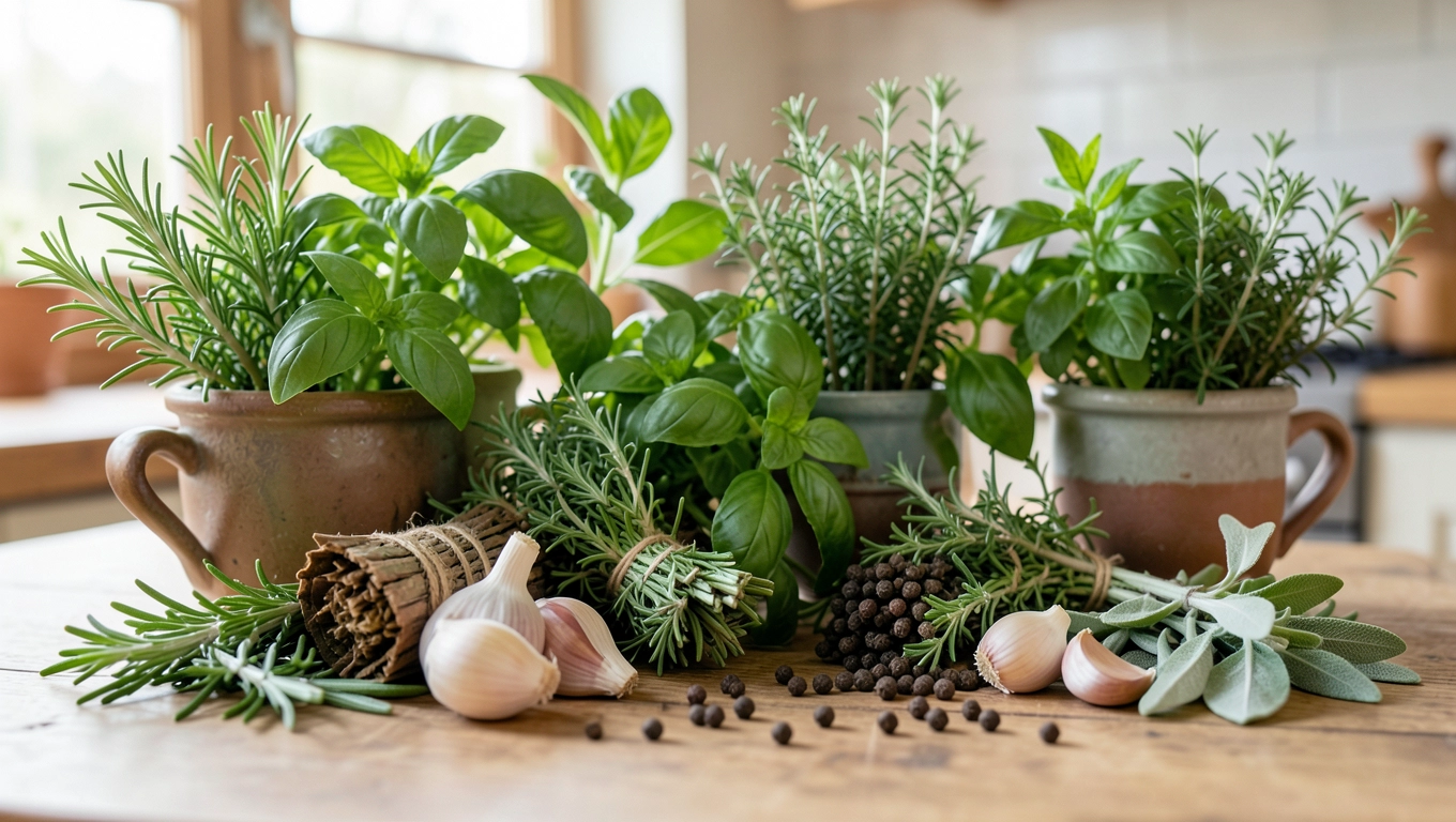 Fototapety z ziołami i przyprawami do kuchni