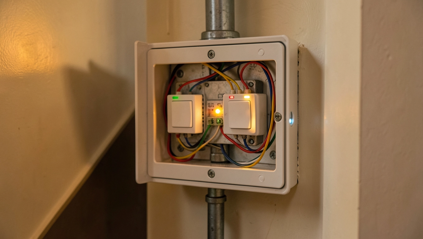 Identyfikacja przewodów w puszce schodowej