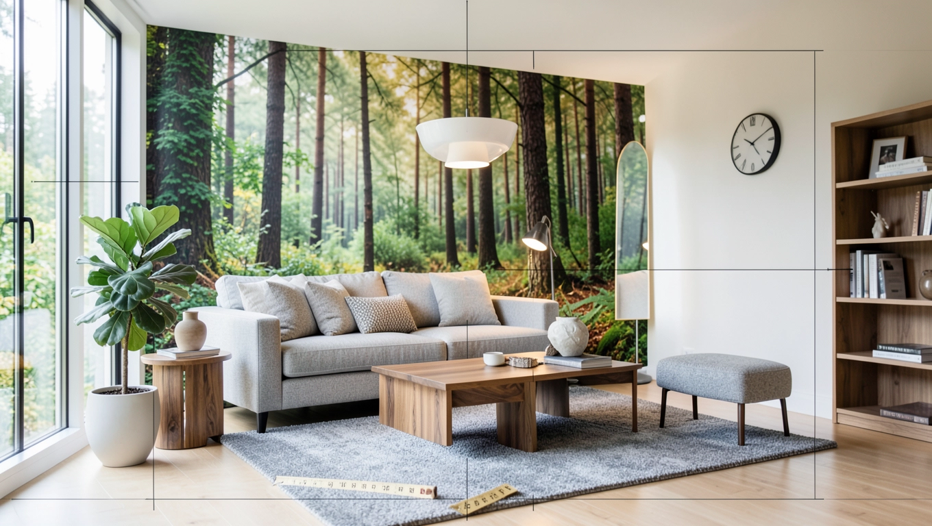 Jak dobrać rozmiar fototapety do salonu