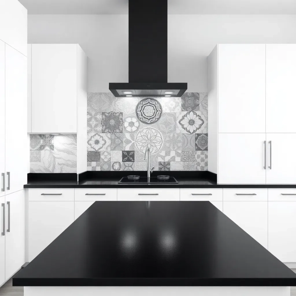 Jakie płytki do białej kuchni z czarnym blatem