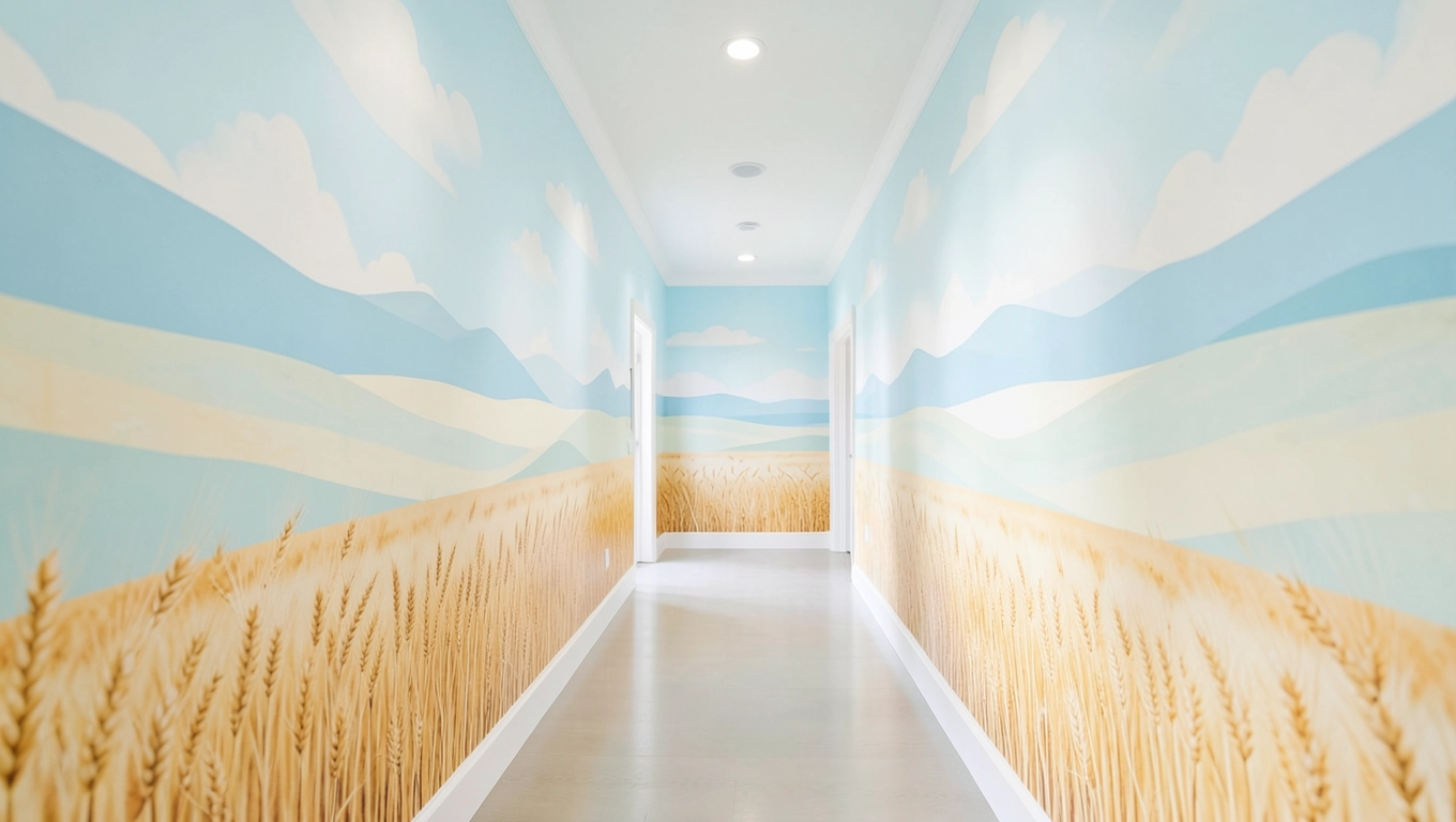 Jasne fototapety poszerzające wąski korytarz