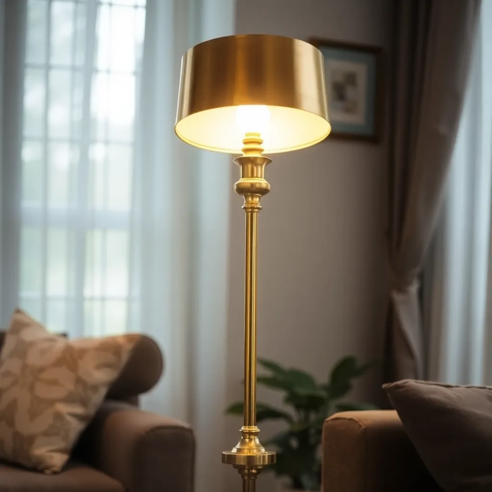 Lampa podłogowa złota do czytania