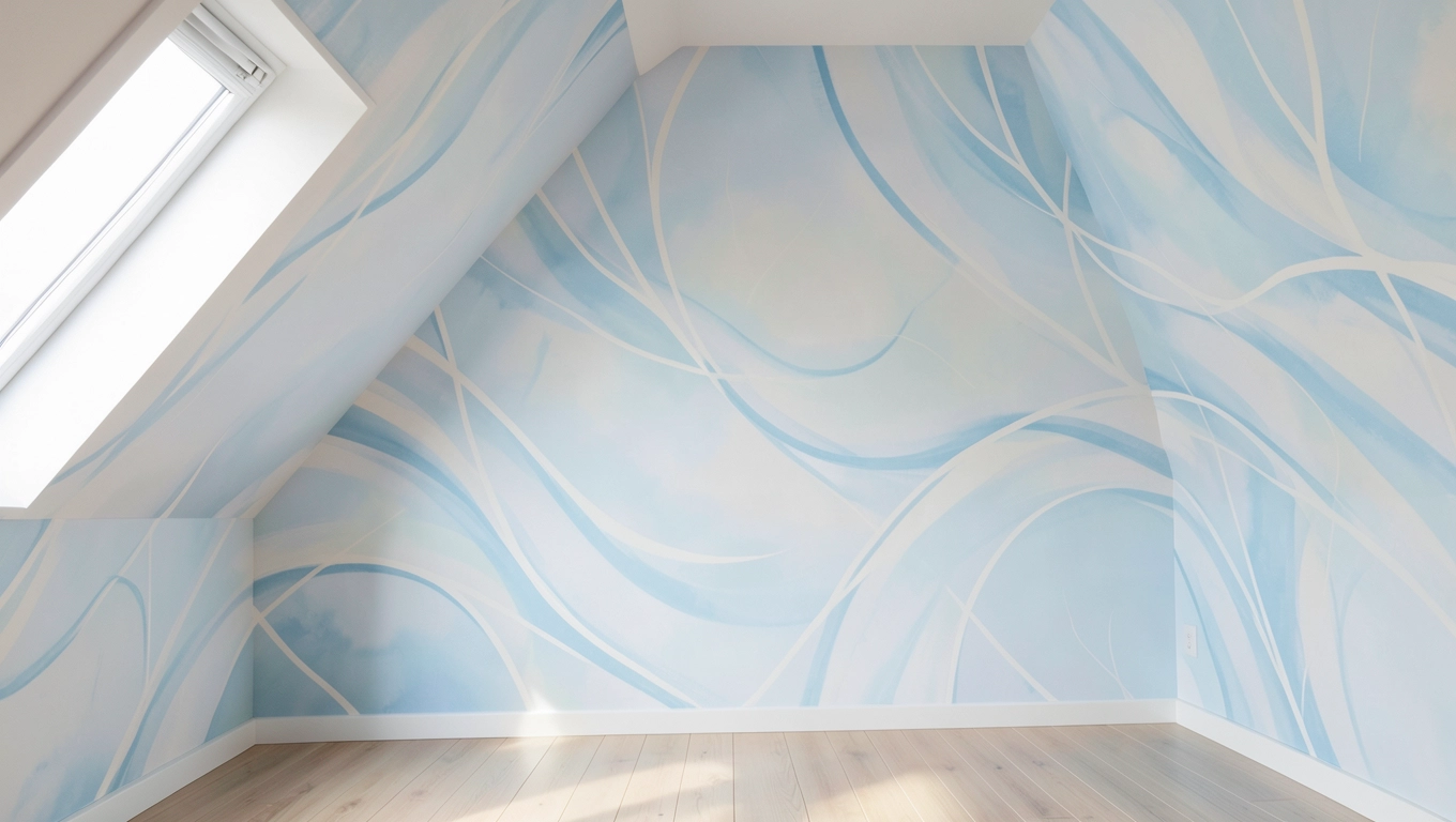Lekkość fototapety na skośnych ścianach