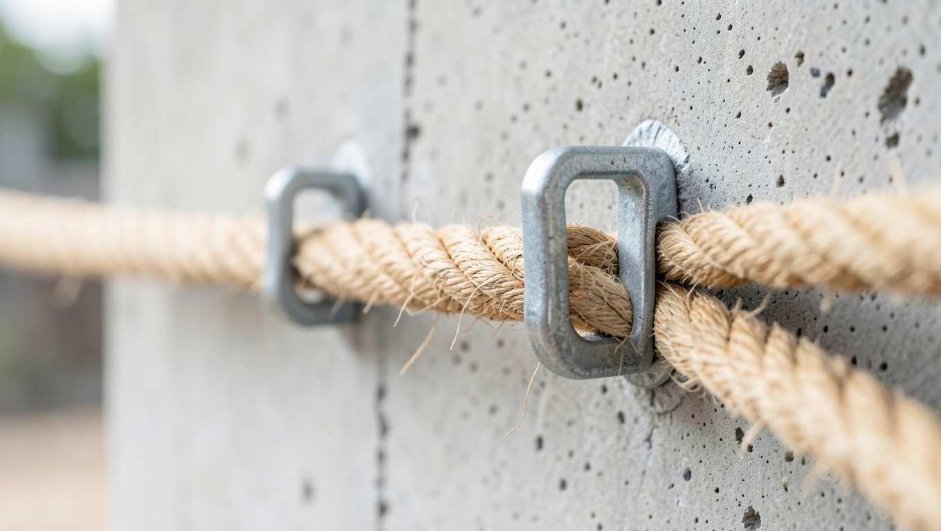 Mocowania do poręczy z liny jutowej