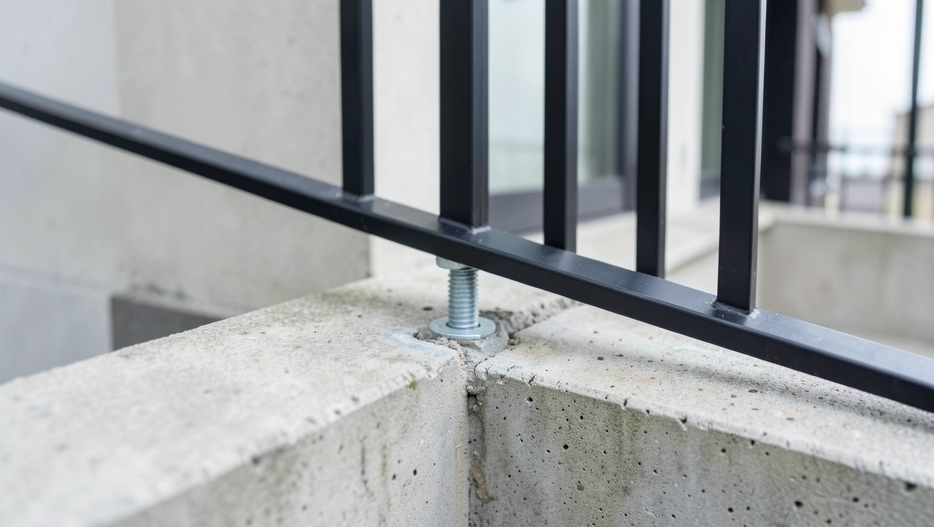 Montaż balustrady pełnej zewnętrznej na kotwy