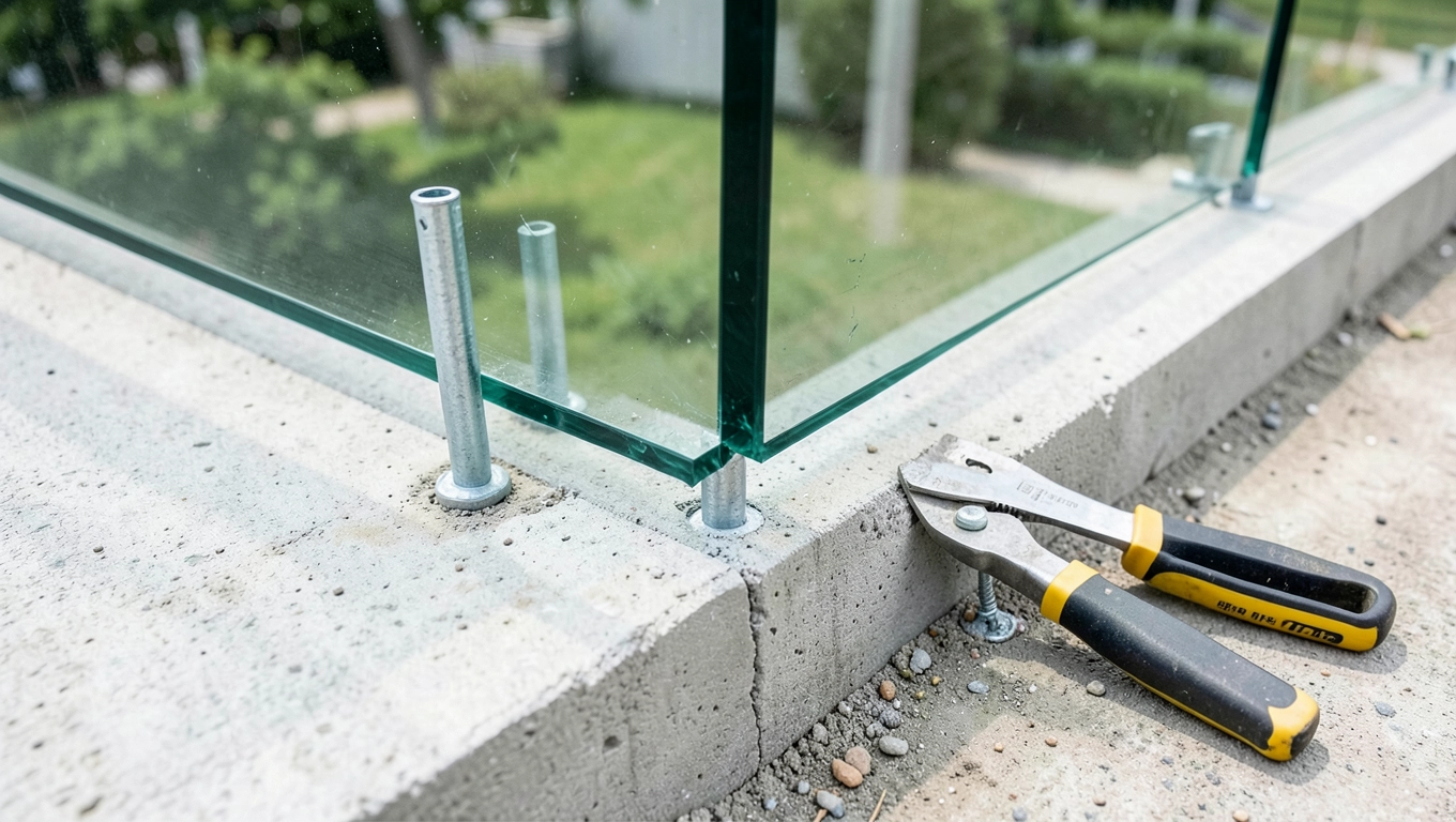 Montaż balustrady szklanej zewnętrznej samonośnej