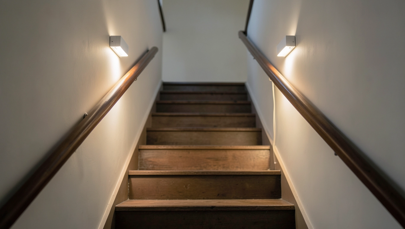 Montaż kinkietów LED na klatce schodowej