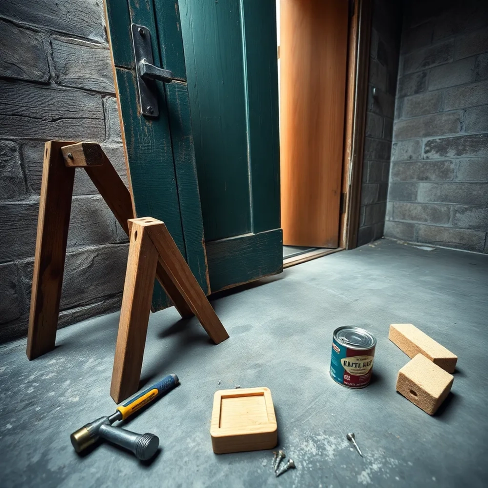 Naprawa drzwi w piwnicy