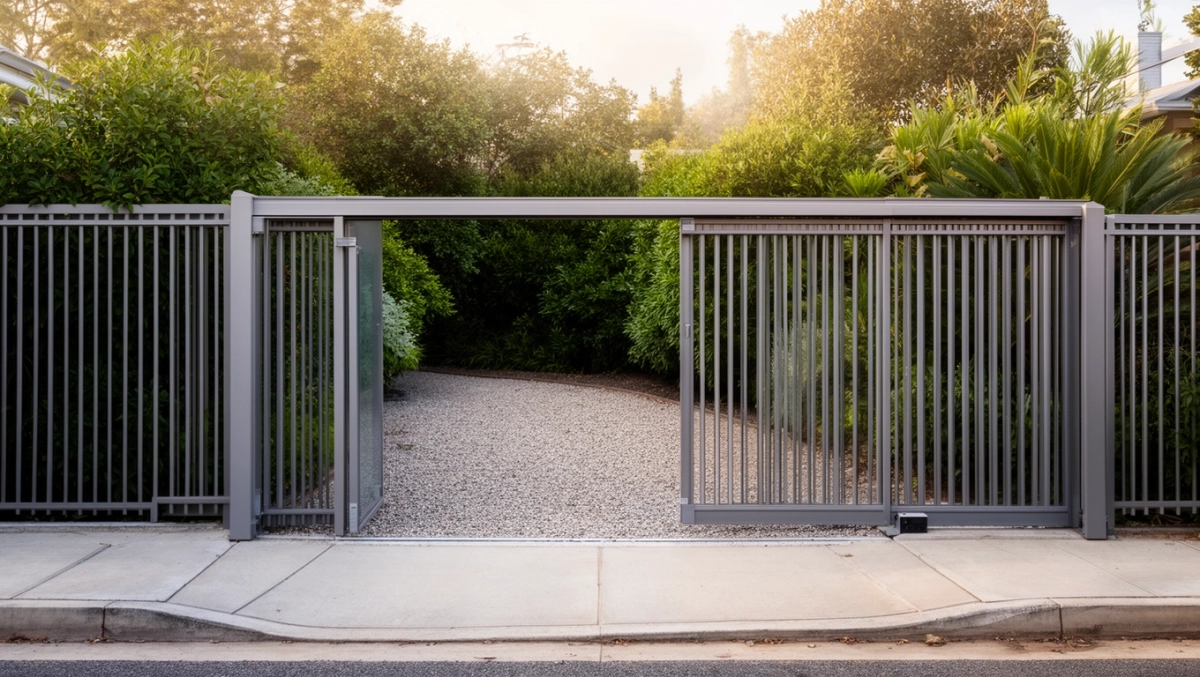 ogrodzenie z cofniętą bramą