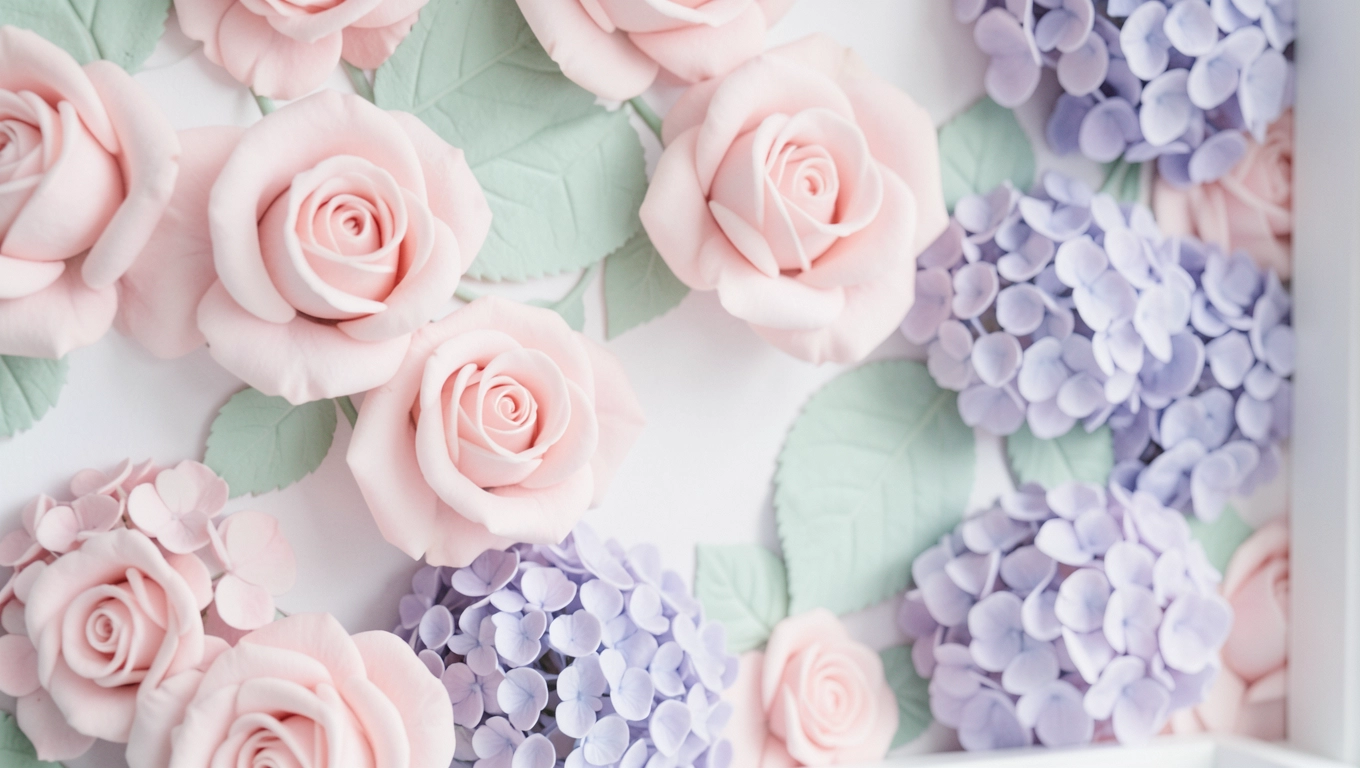 Pastelowe kwiaty 3D na ścianę