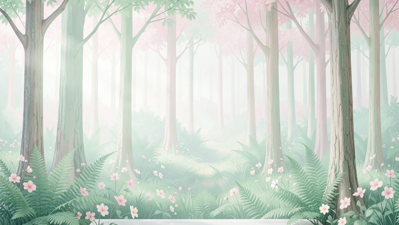 Pastelowe lasy i kwiaty