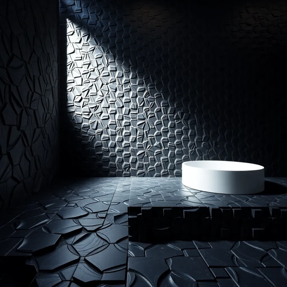 Płytki 3D do łazienki czarne