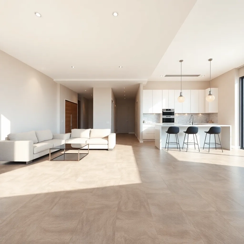 Płytki do salonu z aneksem kuchennym