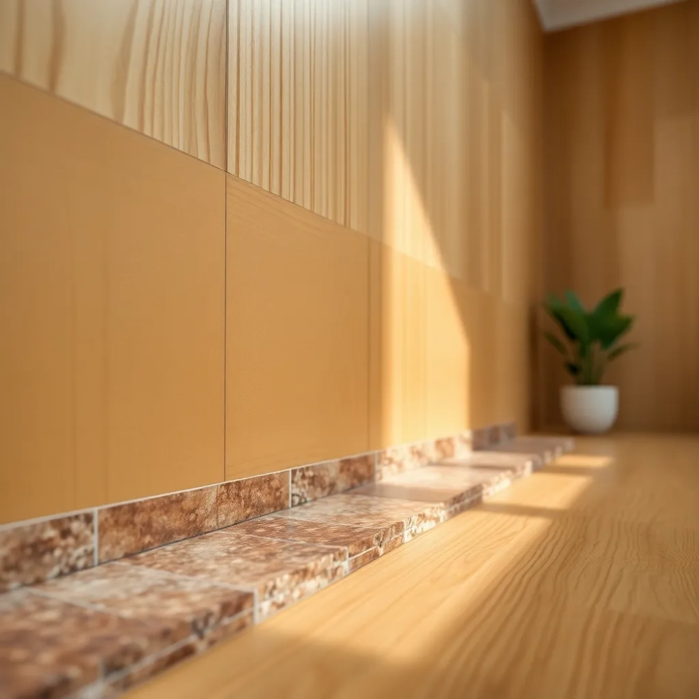 Płytki na drewnianej ścianie