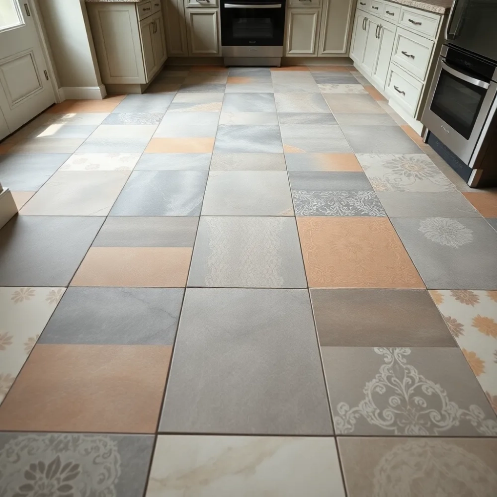 Płytki patchwork w kuchni na podłogę