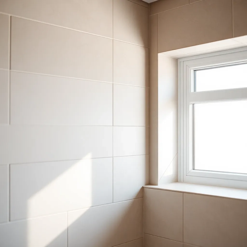 Płytki przy oknie w łazience