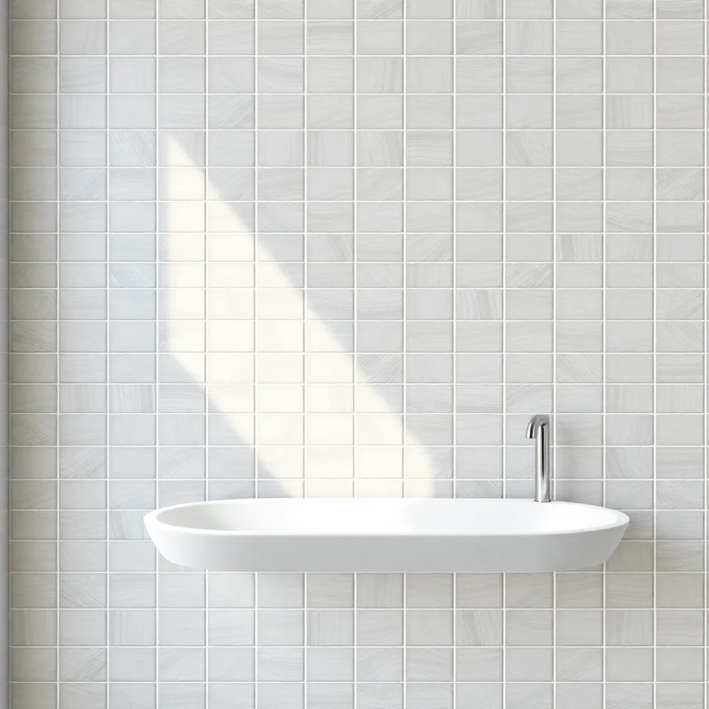 Płytki w jodełkę na ścianie łazienka