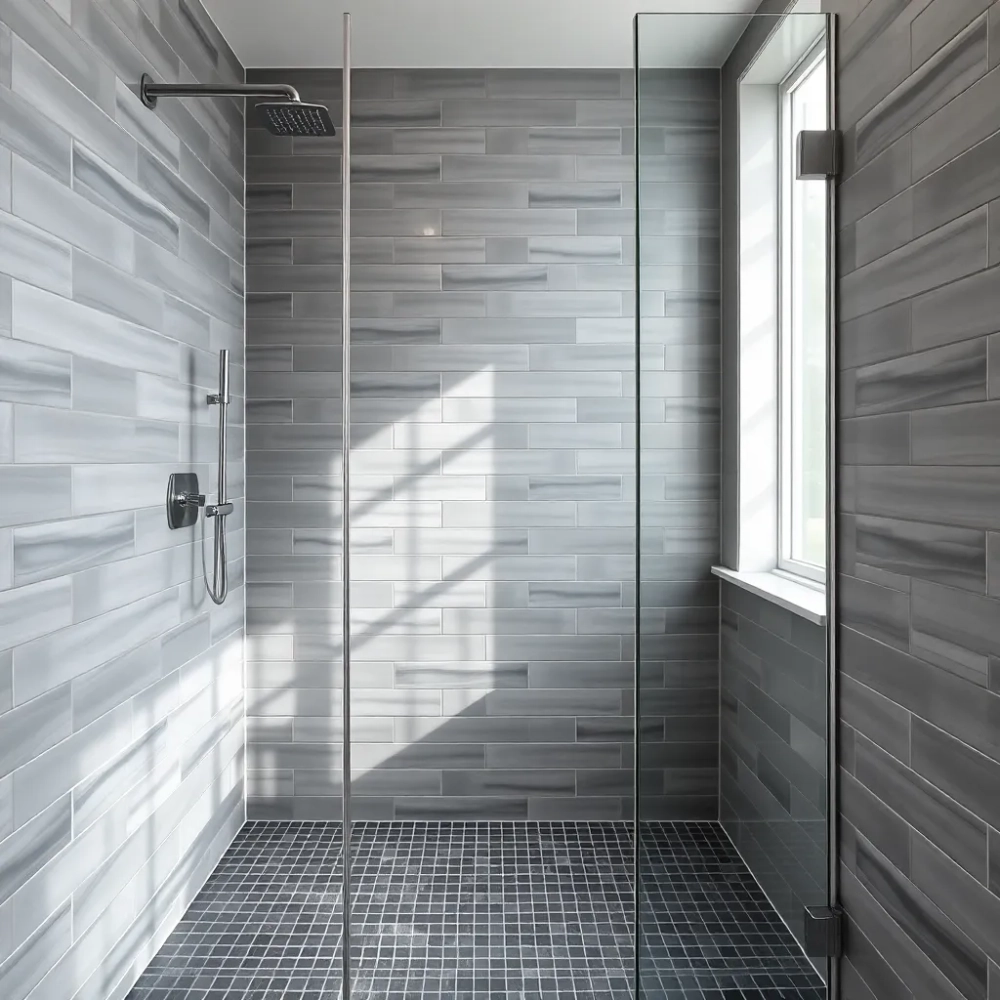 Płytki w jodełkę pod prysznic