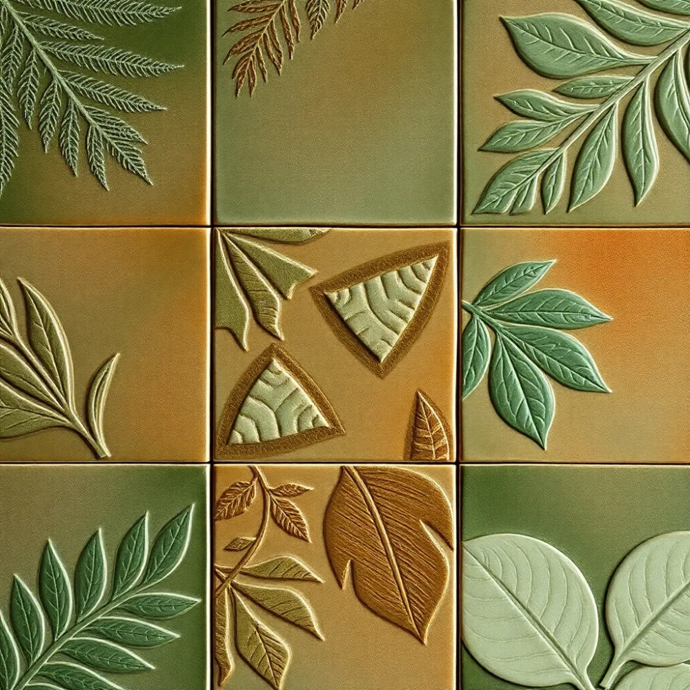 Płytki z motywem liści