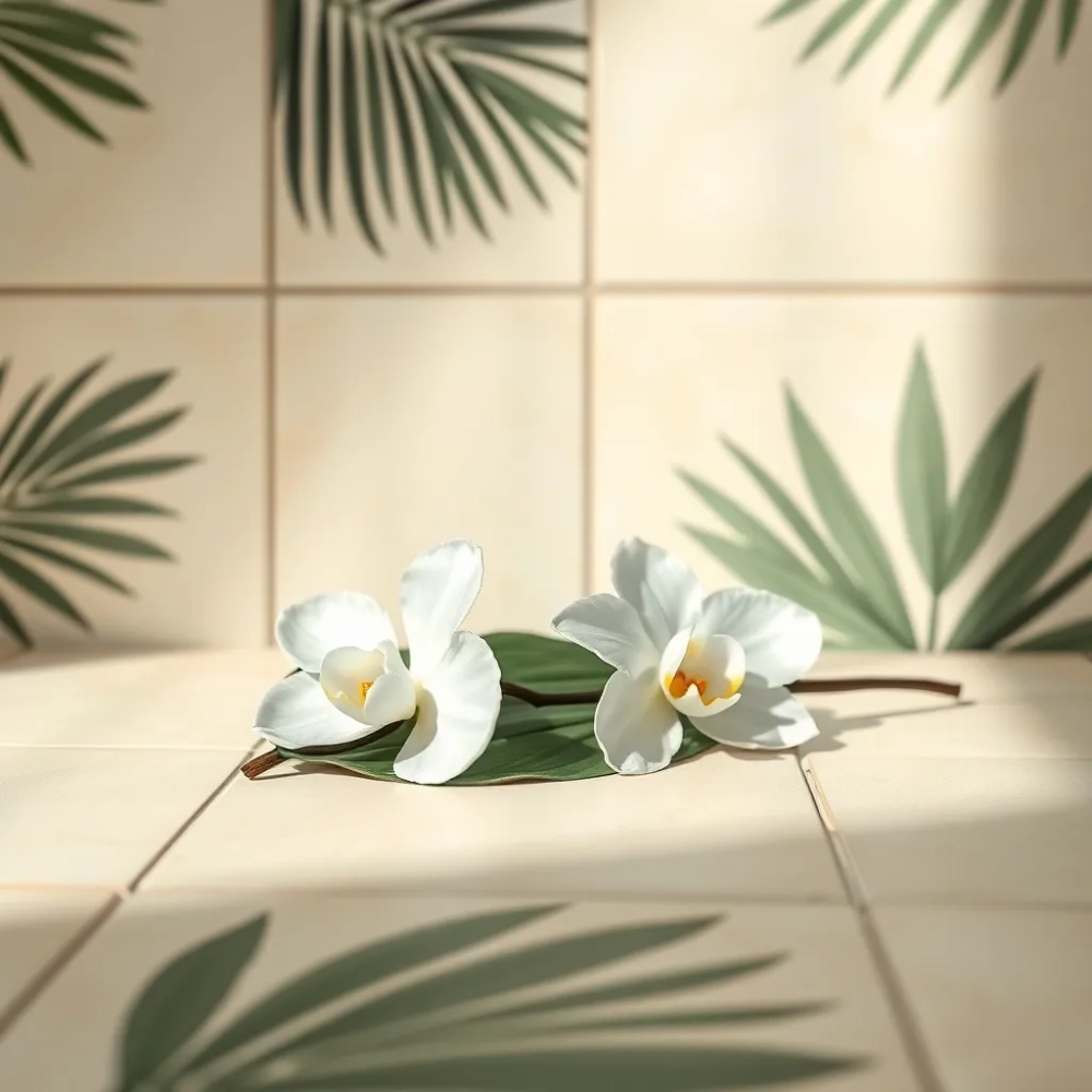 Płytki z motywem roślinnym do łazienki