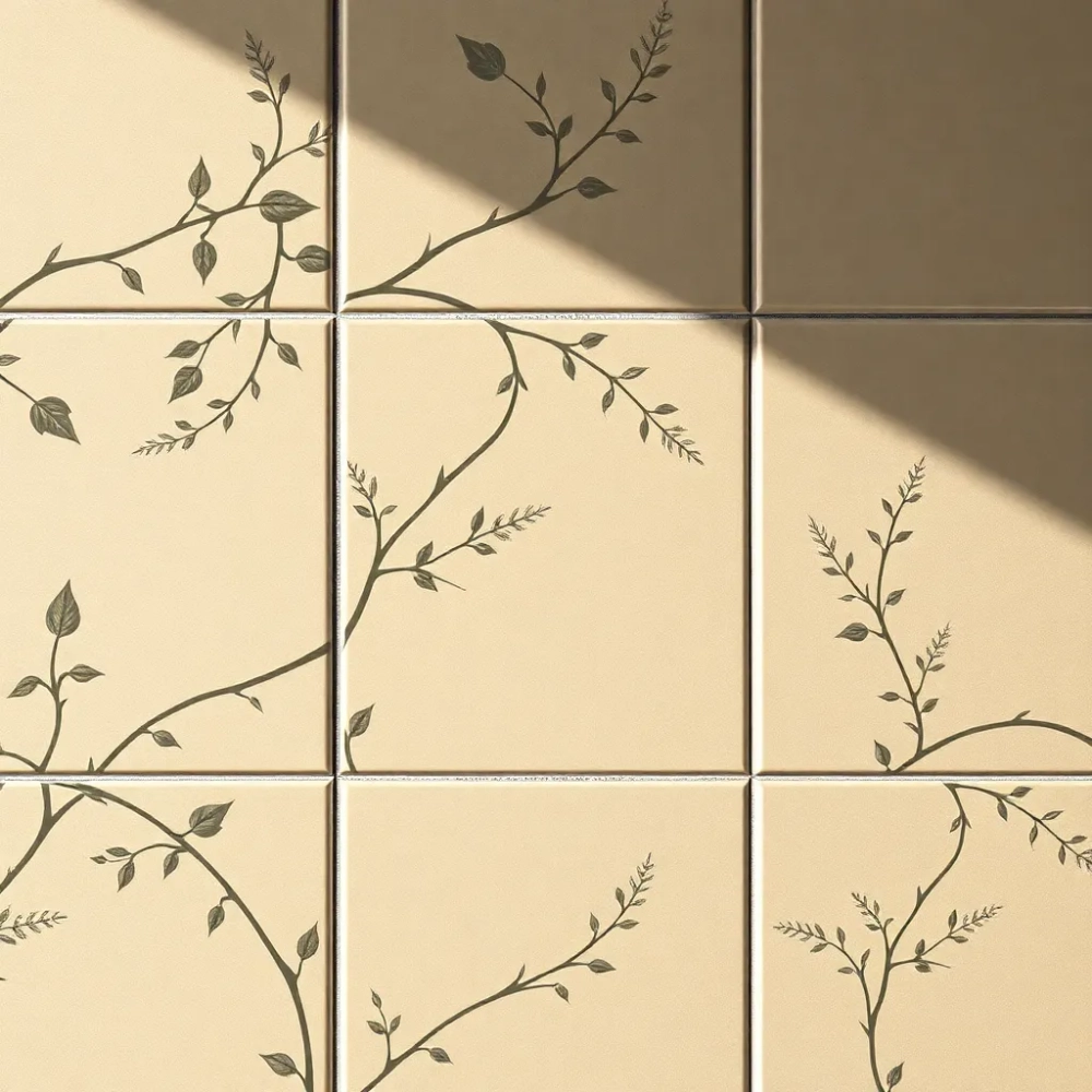 Płytki z motywem roślinnym