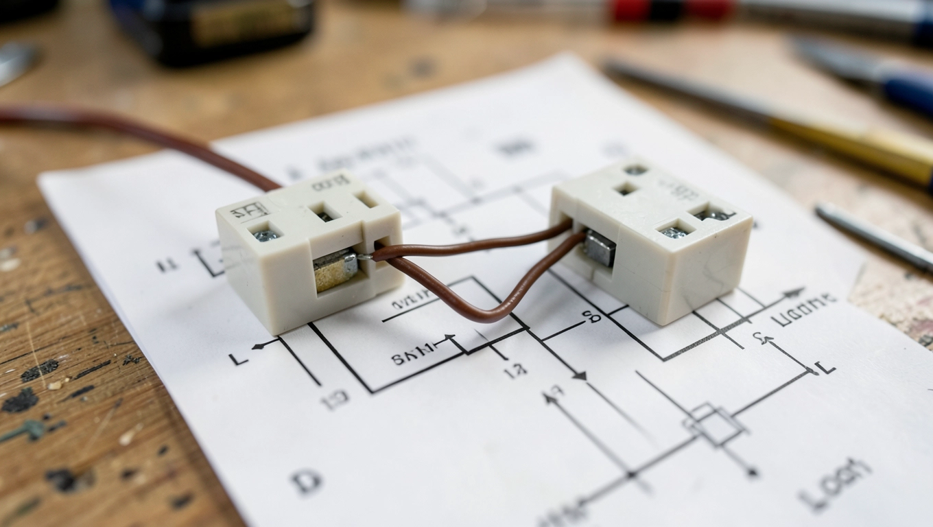 Podłączenie fazy w schemacie wyłącznika schodowego