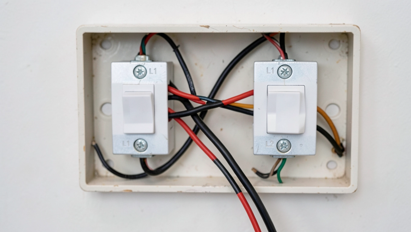 Podłączenie przewodów między wyłącznikami