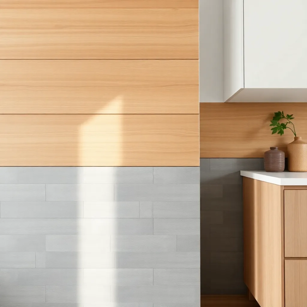 Połączenie paneli z płytkami w kuchni