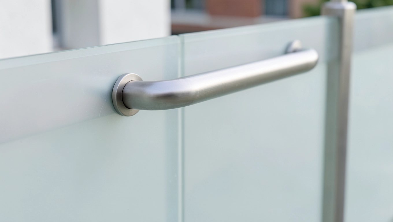 poręcz w balustradzie balkonowej mlecznej