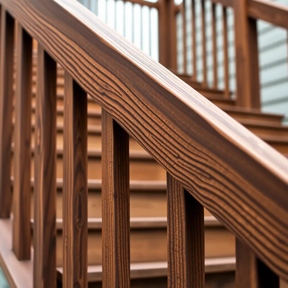 Poręcze drewniane na schody zewnętrzne