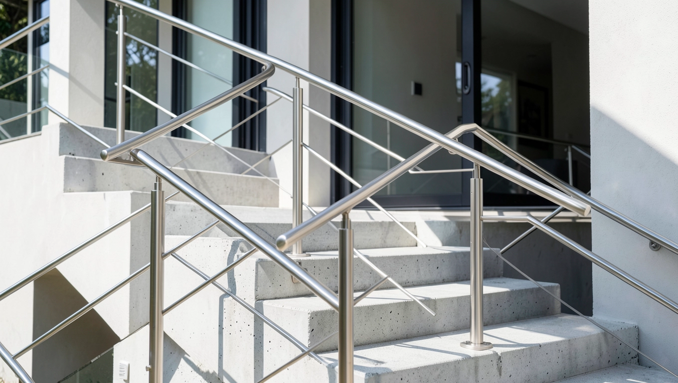 Poręcze ze stali nierdzewnej na schody zewnętrzne