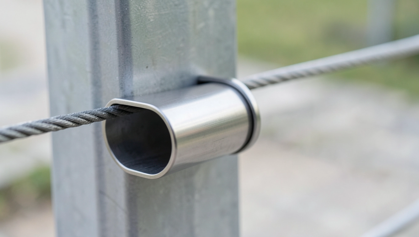 Przelotowe uchwyty do poręczy linowej