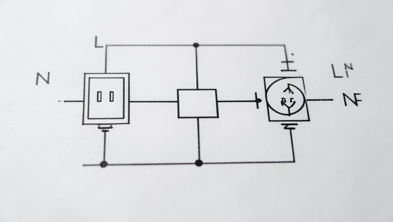 Schemat krzyżowego wyłącznika schodowego