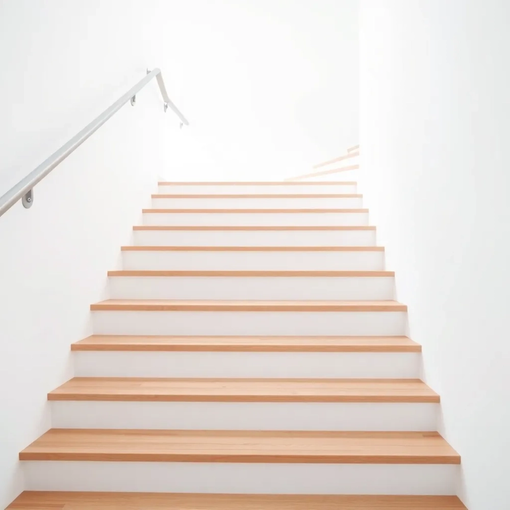 Schody z białymi podstopniami