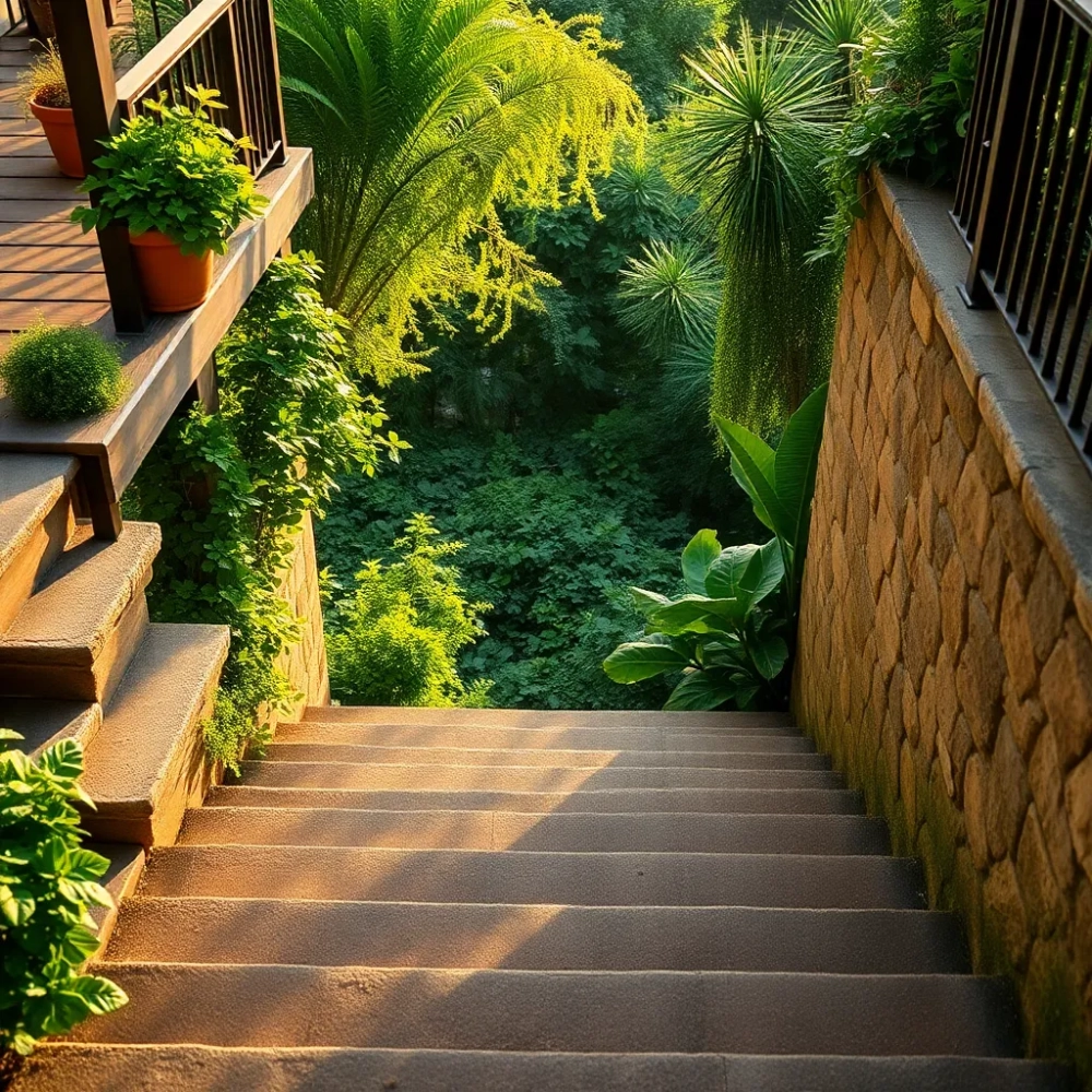 Schody z tarasu do ogrodu