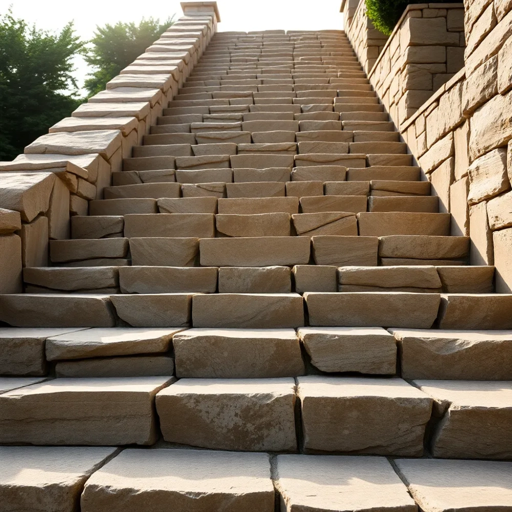 Schody zewnętrzne z kamienia łupanego