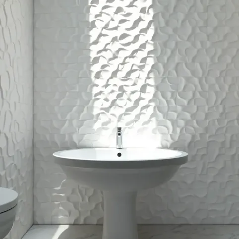 Białe płytki 3D do łazienki
