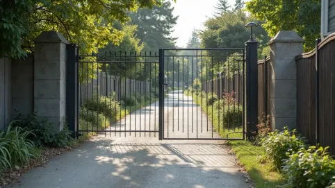 Cofnięta brama wjazdowa