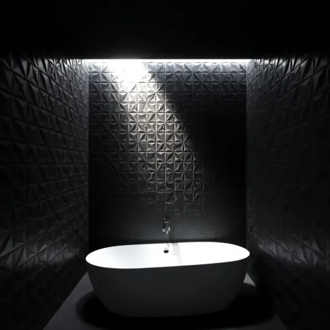 Czarne płytki do łazienki 3D