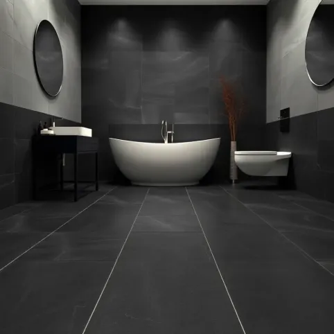 Czarne płytki na podłogę do łazienki