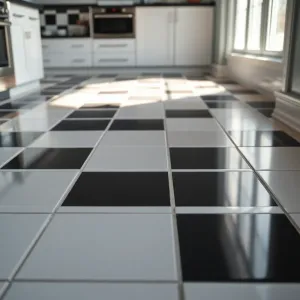 czarnobiałe płytki w kuchni